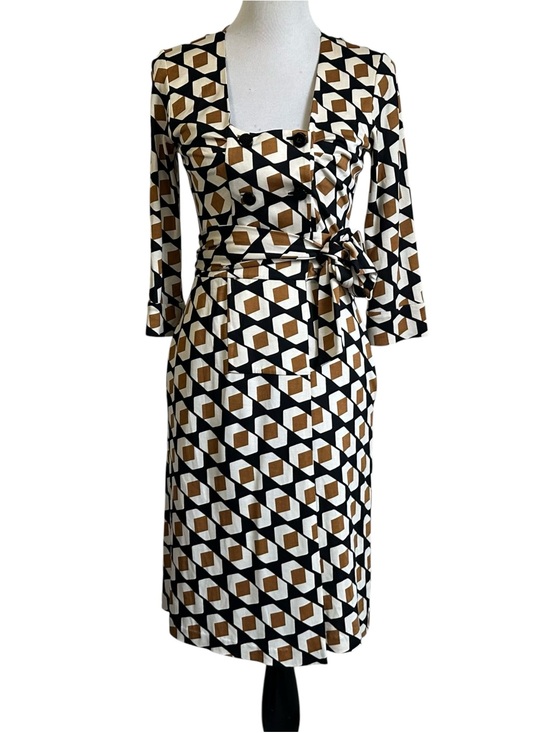 Diane Von Furstenberg Dresses & Skirts - DIANE VON FURSTENBERG Womens Dutch Silk Double Breasted Wrap Dress Size 4